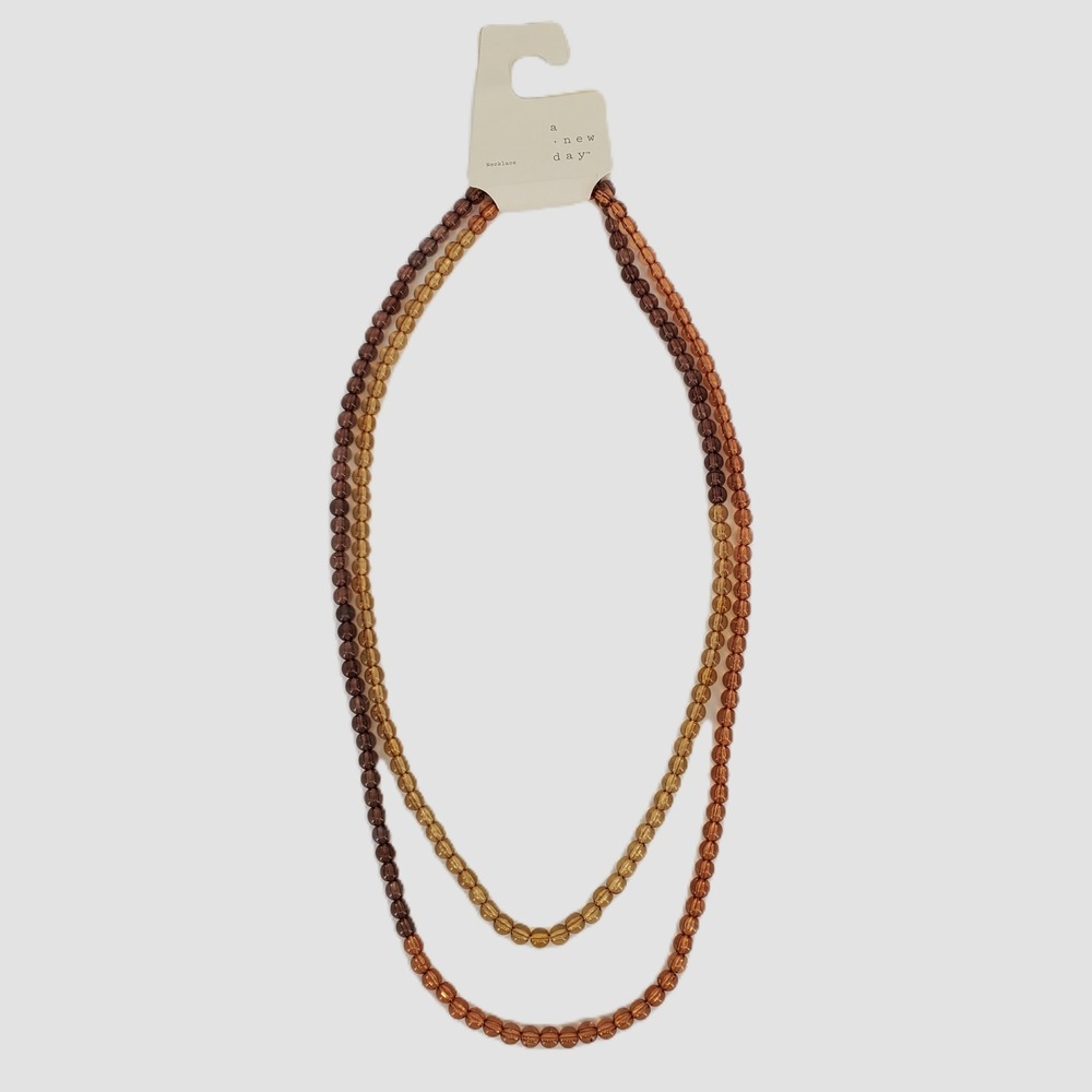 A New Day Womens Endless Beaded Necklace Brown Amber Earth Tones 452614-AOB